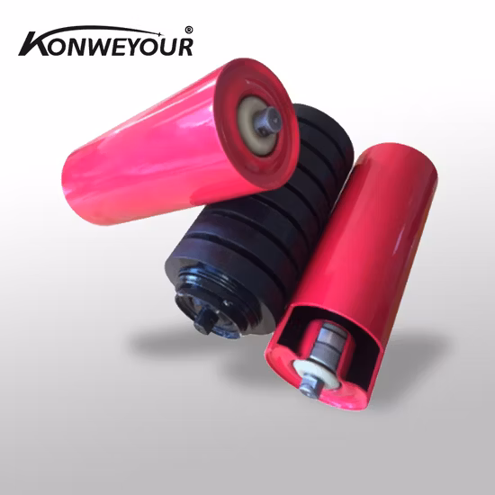 Ленточный конвейер HDPE Нейлон Пластик Сталь Самовыравнивающийся Учебный лоток для переноски Диск с резиновым покрытием Смещение удара Плоское возвратное крыло Направляющая Гирляндный ролик
